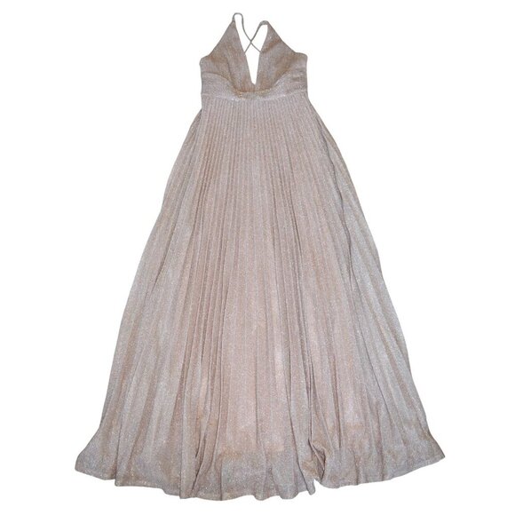 Lulus Especially Stunning Blush Pink Sparkly Pleated Maxi Prom Dress Size Medium - Picture 10 of 12